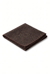 Fazzoletto da taschino da uomo in misto lana tweed marrone scuro