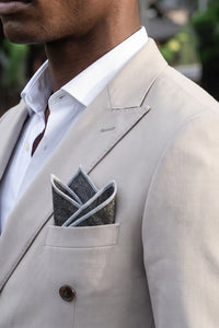 Fazzoletto da taschino da uomo in tweed grigio scuro