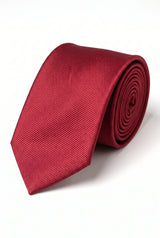 Cravatta da uomo slim tinta unita rosso scuro