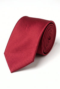 Cravatta da uomo slim tinta unita rosso scuro