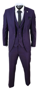 Mens Deep Purple 3 Piece Suit