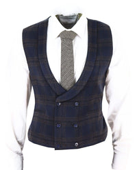 Mens Double Breasted Tweed Waistcoat