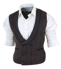 Mens Double Breasted Tweed Waistcoat