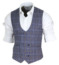 Mens Double Breasted Waistcoat with Chain - Cavani Bonita - Blue