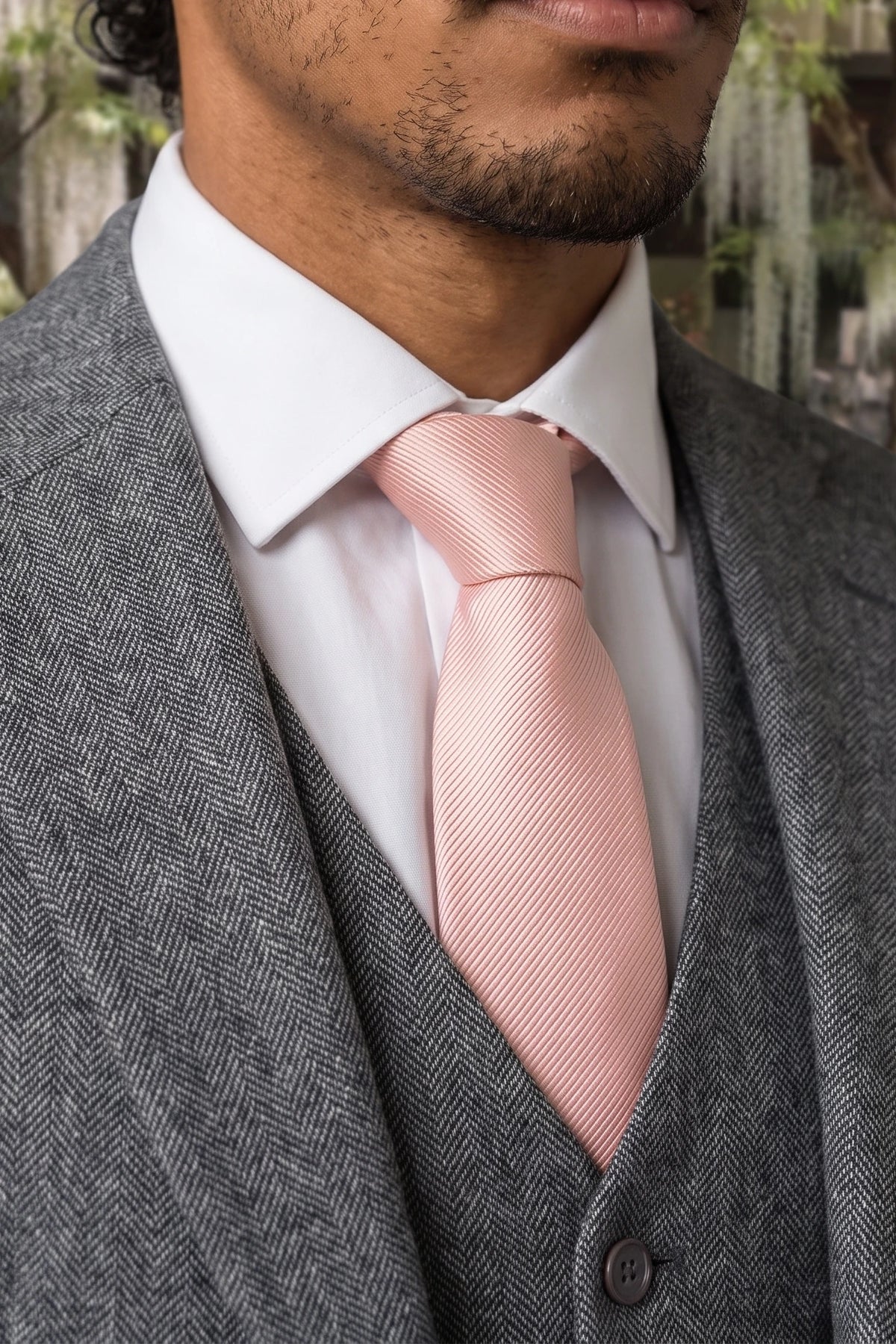 Cravatta da uomo sottile rosa cipria da 6 cm