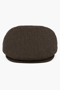Coppola da uomo in lana a spina di pesce, marrone, tweed, classica, anni '20, unisex, Del Boy