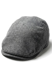 Cappello da uomo Baker Boy a 8 pannelli, stile Grandad, in tweed a spina di pesce, grigio vintage