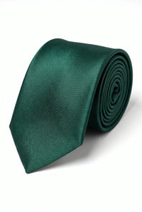 Set da uomo con cravatta verde foresta, fazzoletto da taschino e gemelli.