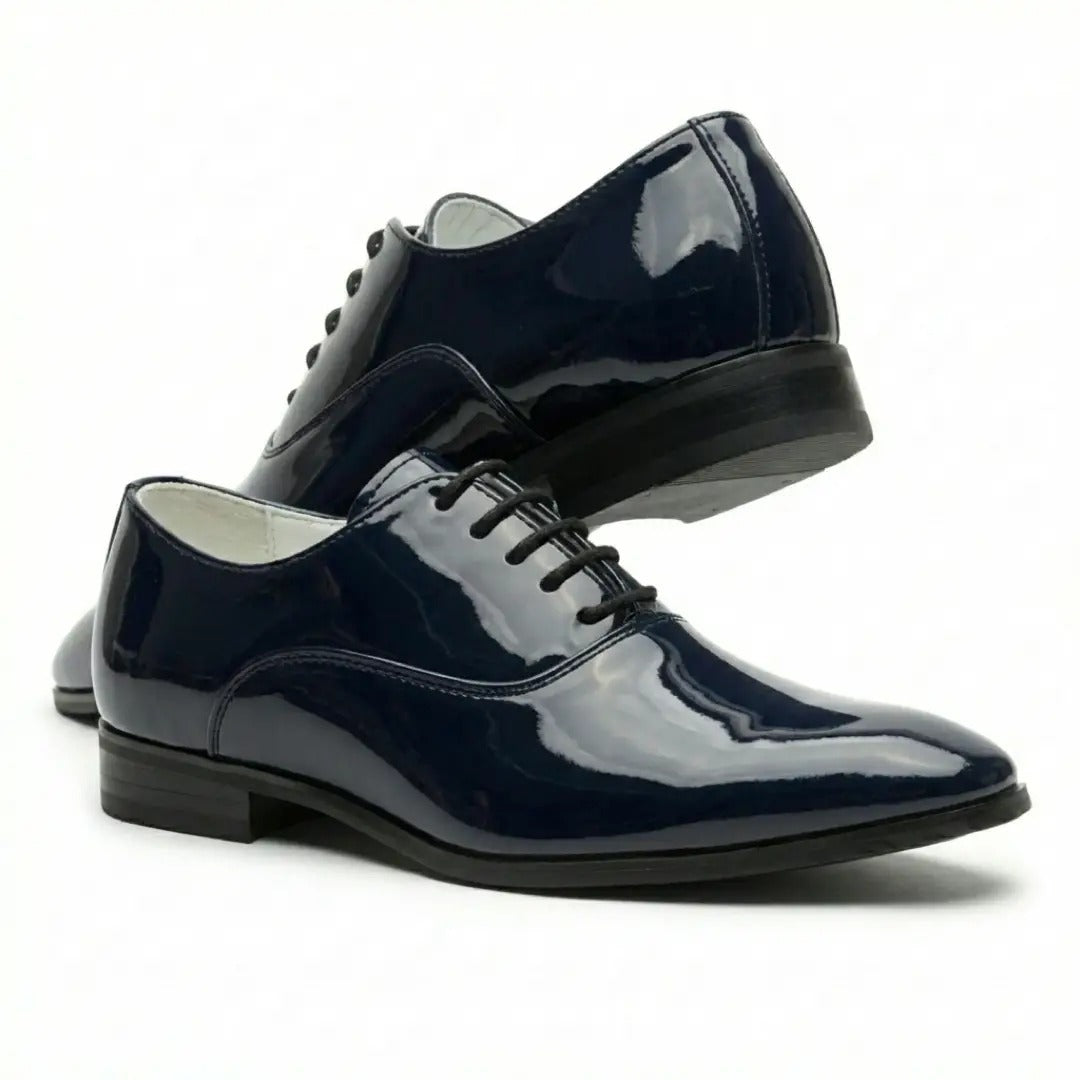 Scarpe Oxford da uomo eleganti in similpelle verniciata