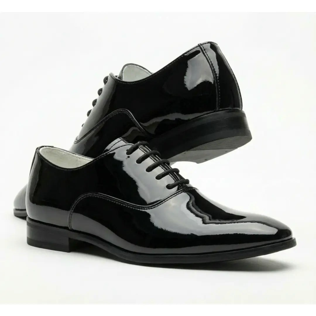 Scarpe Oxford da uomo eleganti in similpelle verniciata