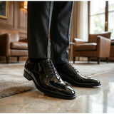 Scarpe Oxford da uomo eleganti in similpelle verniciata