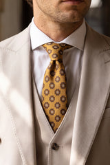 Cravatta da uomo con motivo paisley dorato