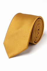 Cravatta da uomo slim tinta unita color oro