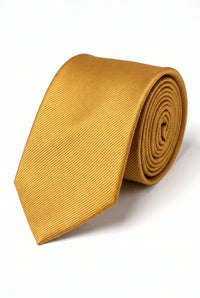 Cravatta da uomo slim tinta unita color oro