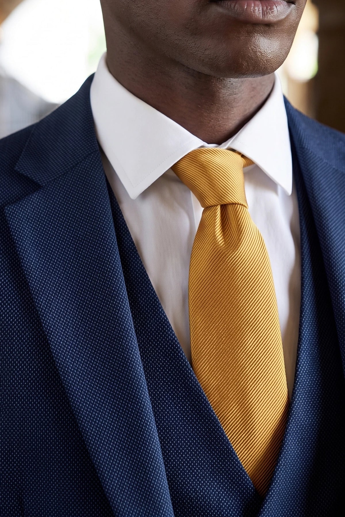 Cravatta da uomo slim tinta unita color oro