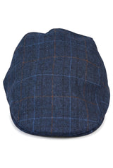 Berretto piatto da uomo Grandad Baker blu navy, 8 pannelli, in tweed, vintage, classico, elegante, casual, anni '20