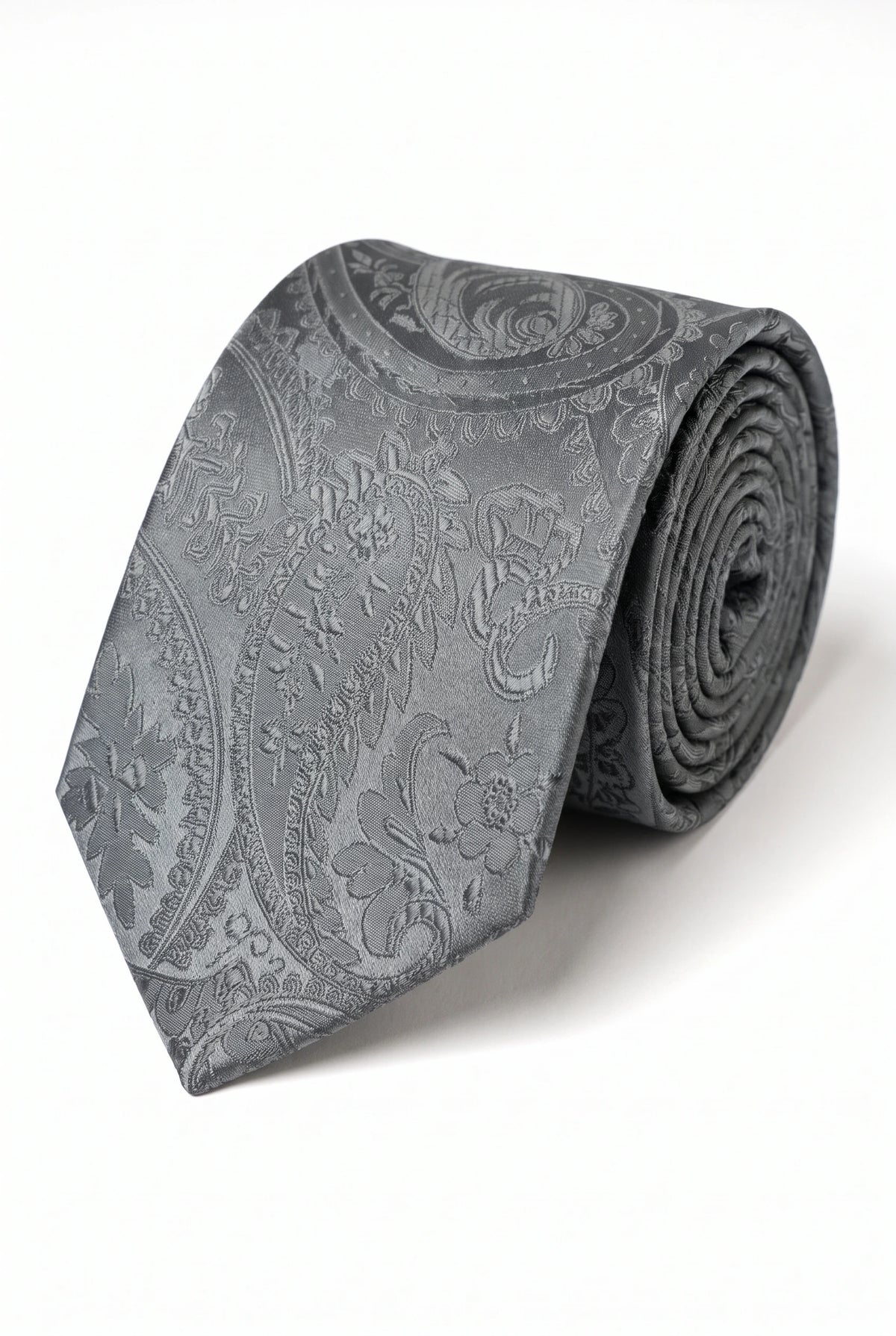 Set regalo con cravatta da uomo grigia a fantasia paisley
