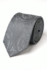 Set regalo con cravatta da uomo grigia a fantasia paisley
