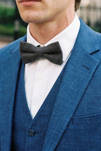 Papillon da uomo in misto lana tweed grigio