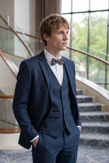 Papillon da uomo in misto lana tweed grigio