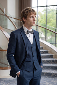 Papillon da uomo in misto lana tweed grigio