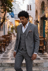 Fazzoletto da taschino da uomo in misto lana tweed grigio