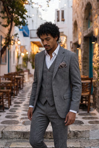 Fazzoletto da taschino da uomo in misto lana tweed grigio