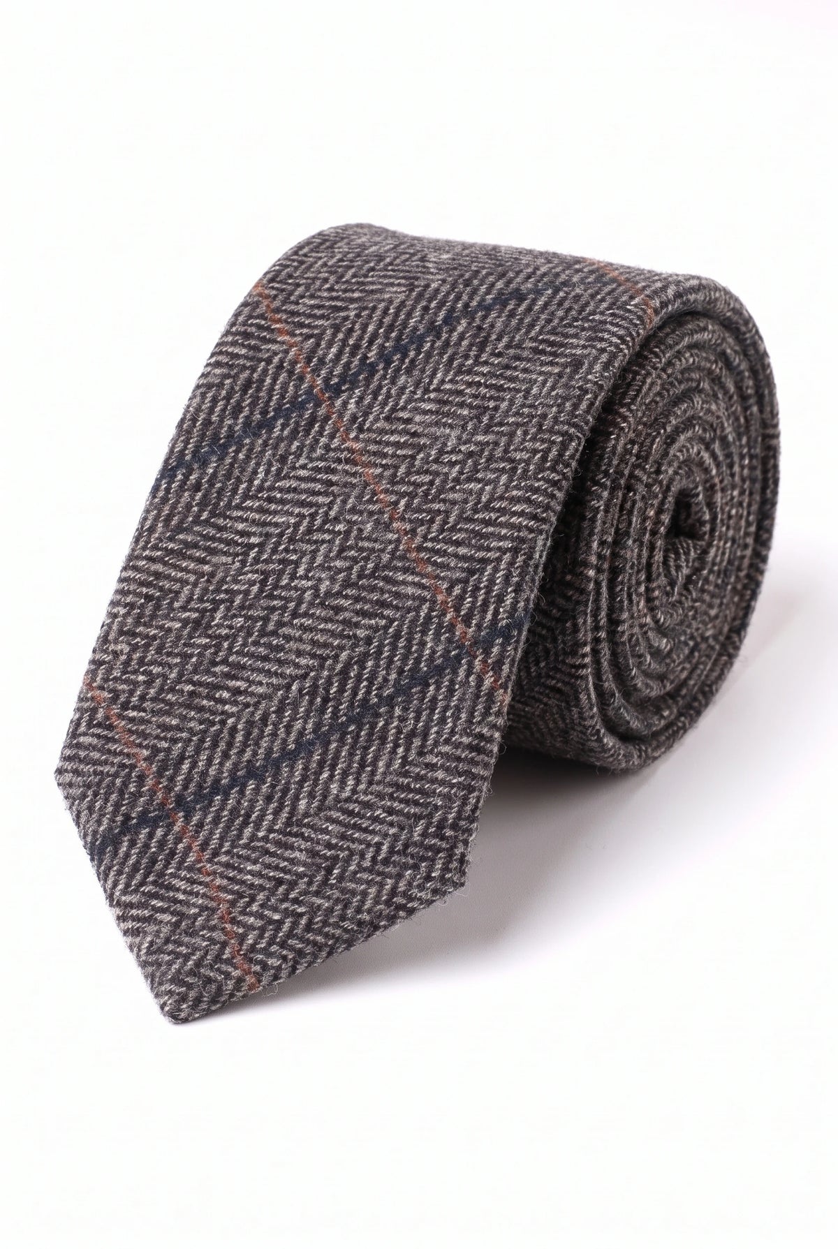 Cravatta da uomo in tweed grigio misto lana