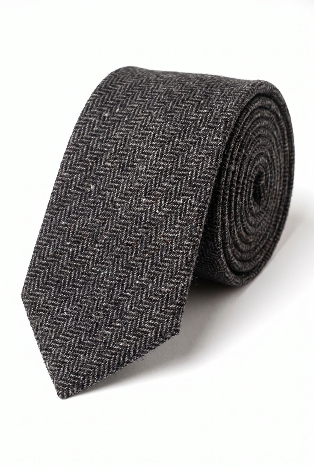 Cravatta da uomo in tweed grigio misto lana