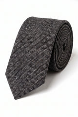 Cravatta da uomo in tweed grigio misto lana