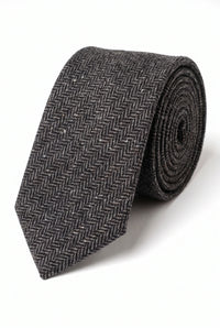 Cravatta da uomo in tweed grigio misto lana