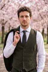 Cravatta da uomo in tweed grigio misto lana