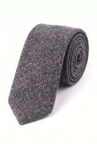 Cravatta da uomo in tweed grigio misto lana