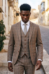 Cravatta da uomo in tweed di lana grigia con motivo a spina di pesce