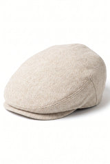 Cappello classico da uomo beige con visiera piatta