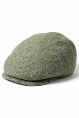Cappello piatto da uomo in misto lana verde