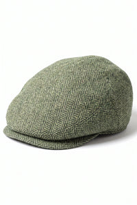 Cappello piatto da uomo in misto lana verde