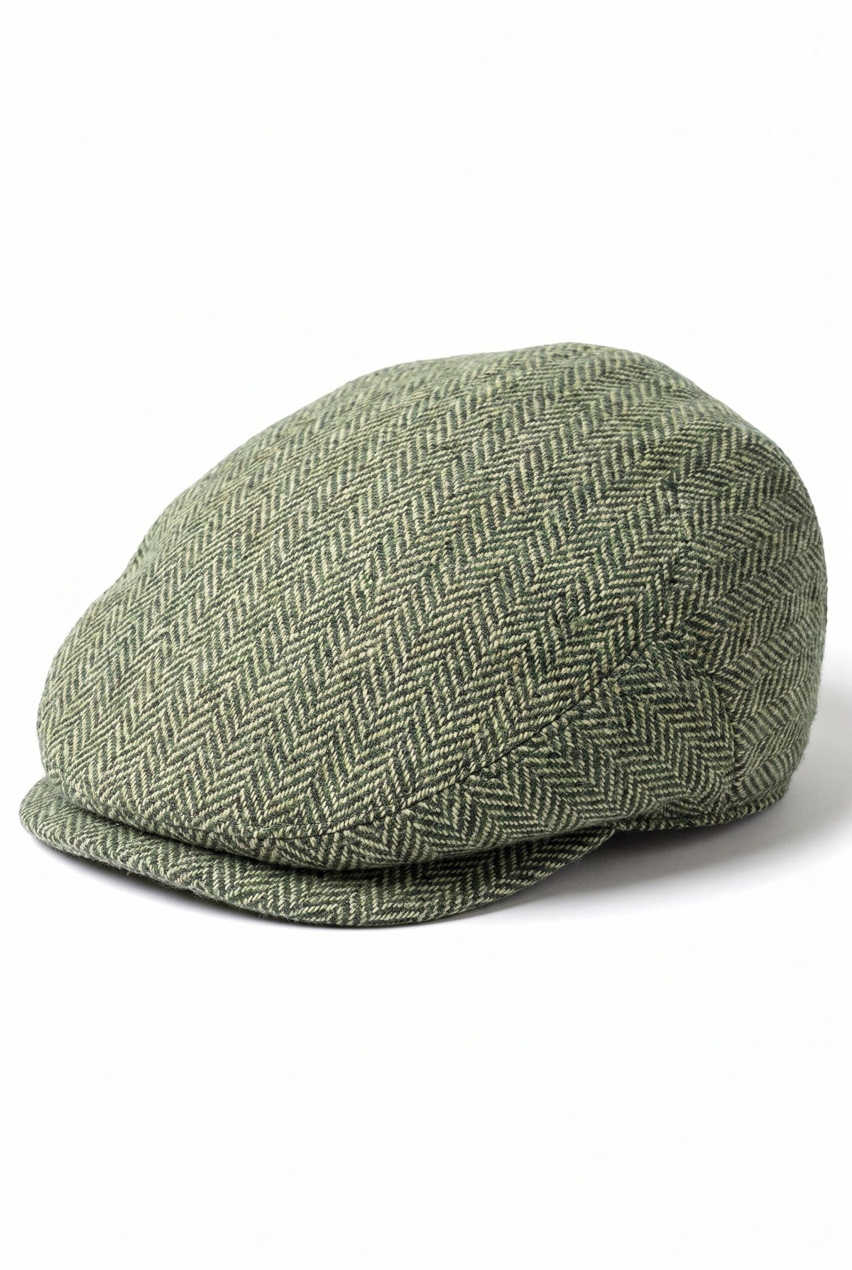 Cappello piatto da uomo in misto lana verde