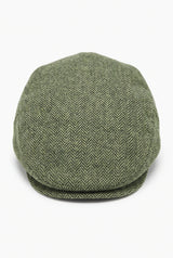 Cappello piatto da uomo in misto lana verde