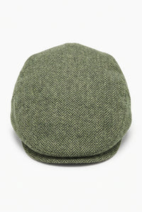 Cappello piatto da uomo in misto lana verde