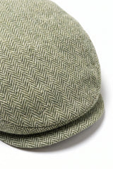 Cappello piatto da uomo in misto lana verde