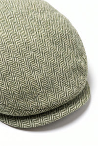 Cappello piatto da uomo in misto lana verde