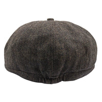 Berretto piatto classico da uomo con motivo a spina di pesce, modello newsboy - Marrone