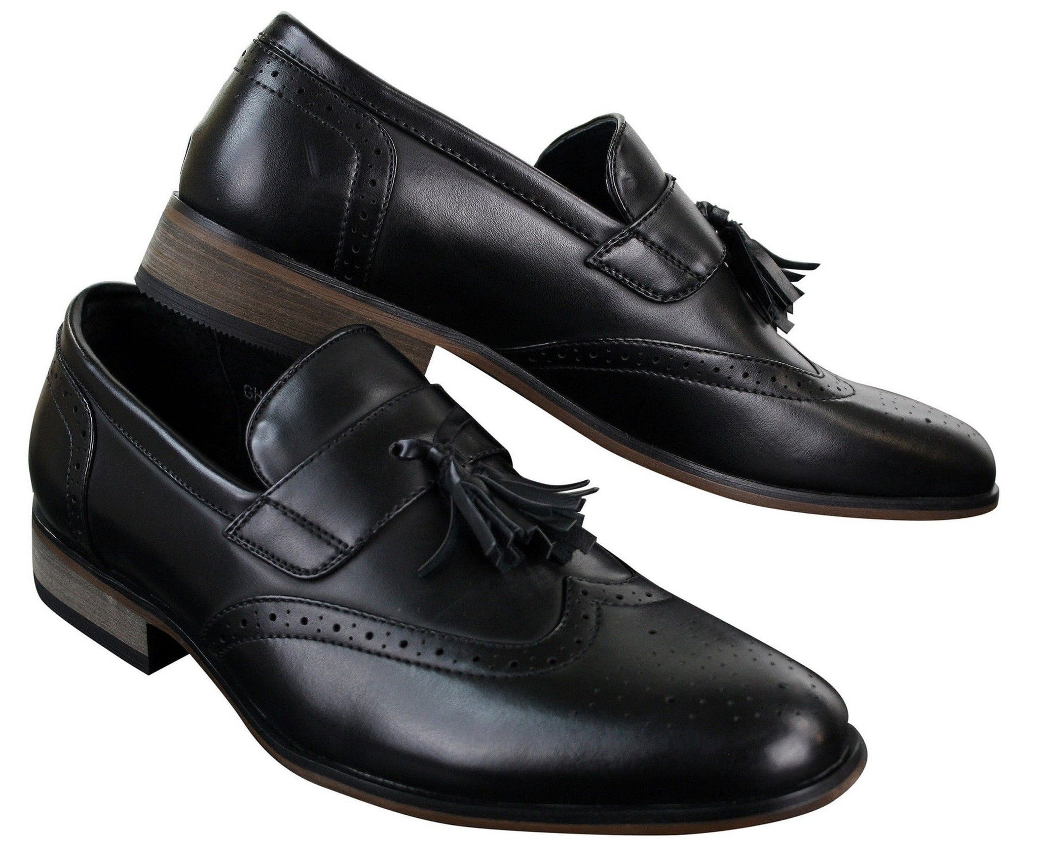 Mens Leather Slip On Tassle Brogues Driving Shoes Loafers Classic Vintage Retro