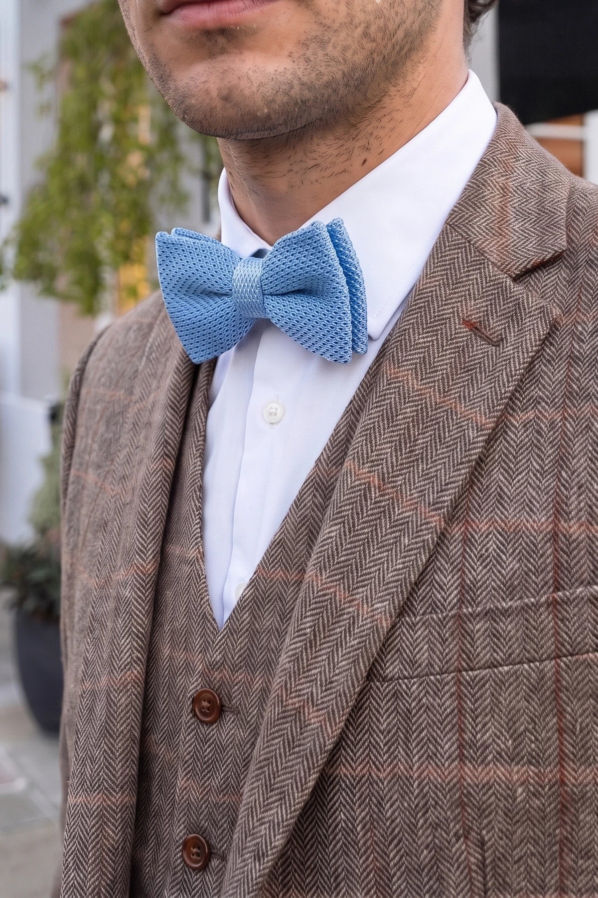 Papillon da uomo in maglia azzurra