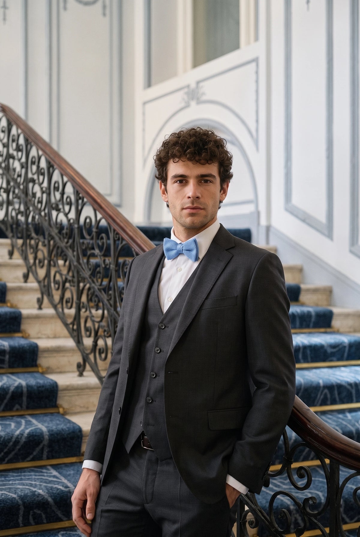 Papillon da uomo in maglia azzurra