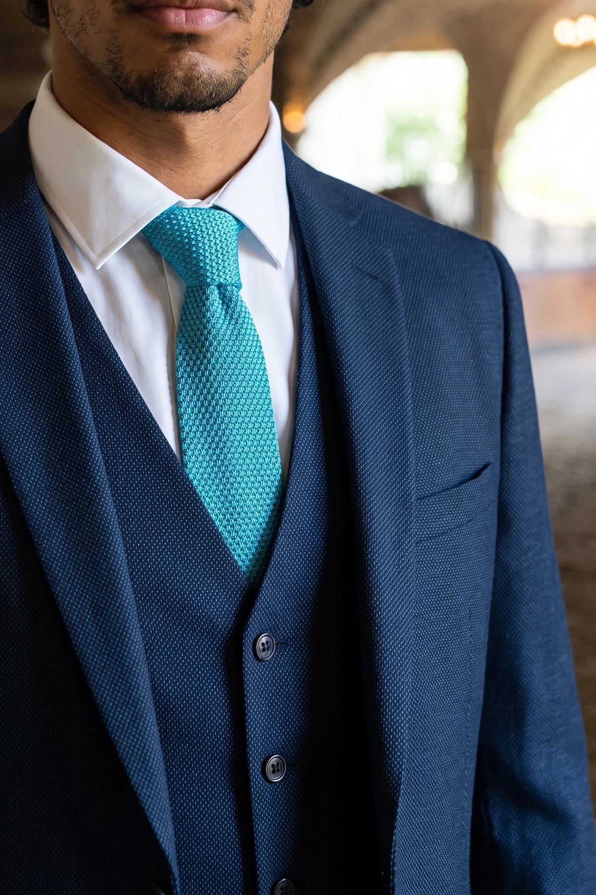 Cravatta da uomo in maglia azzurra