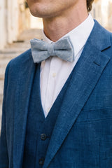 Papillon da uomo in tweed azzurro chiaro