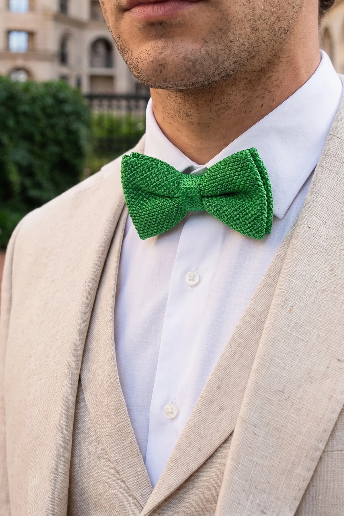 Papillon da uomo in maglia verde chiaro