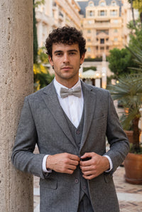Papillon da uomo in tweed grigio chiaro